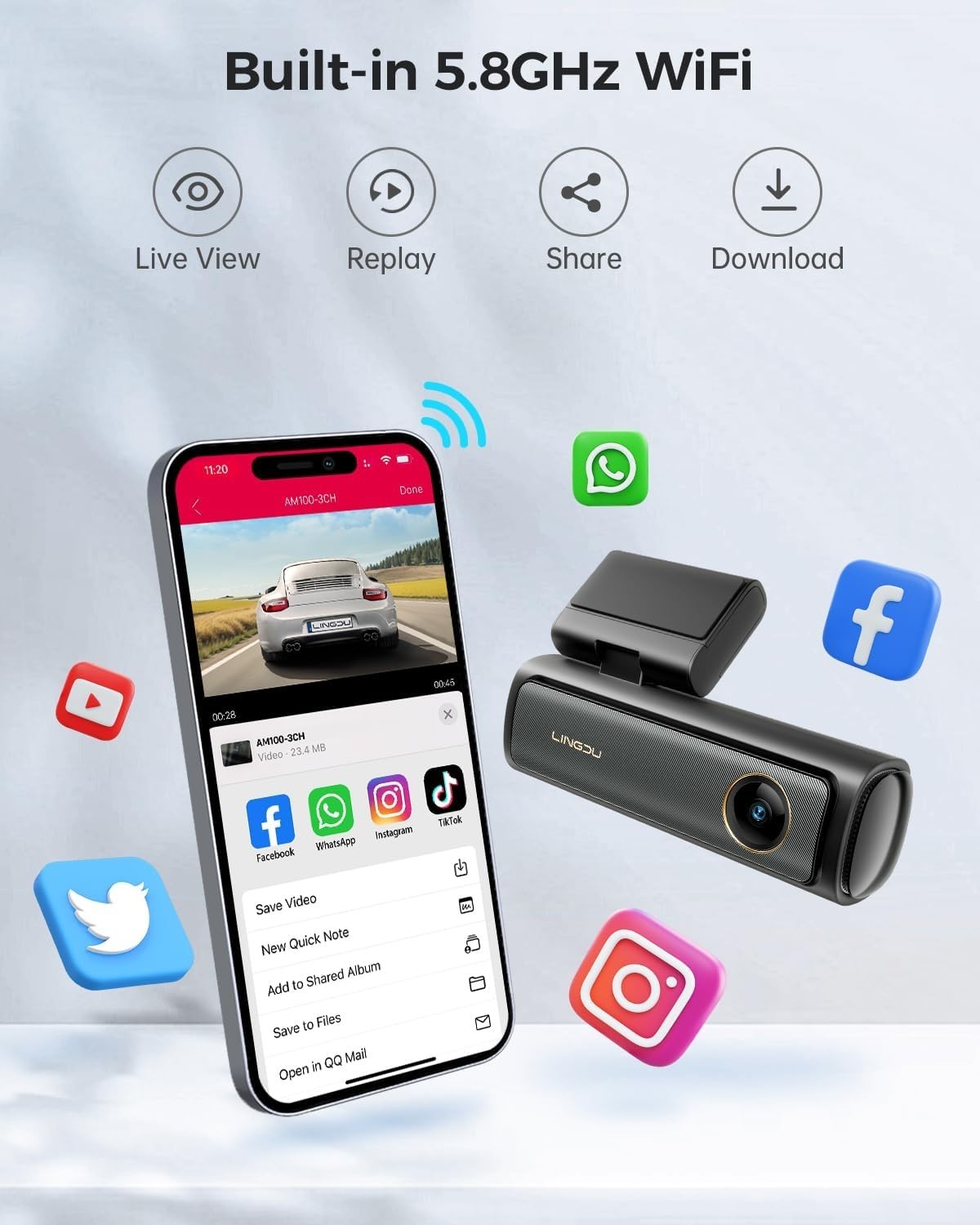 Lingdu AM100 IMX415 4k Single Channel Dash Cam