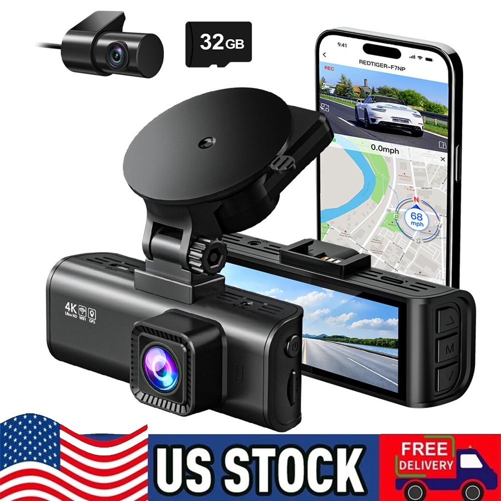 Dash Camera 4K Front and Rear Dash Cam Built-In WiFi & GPS App control NEW