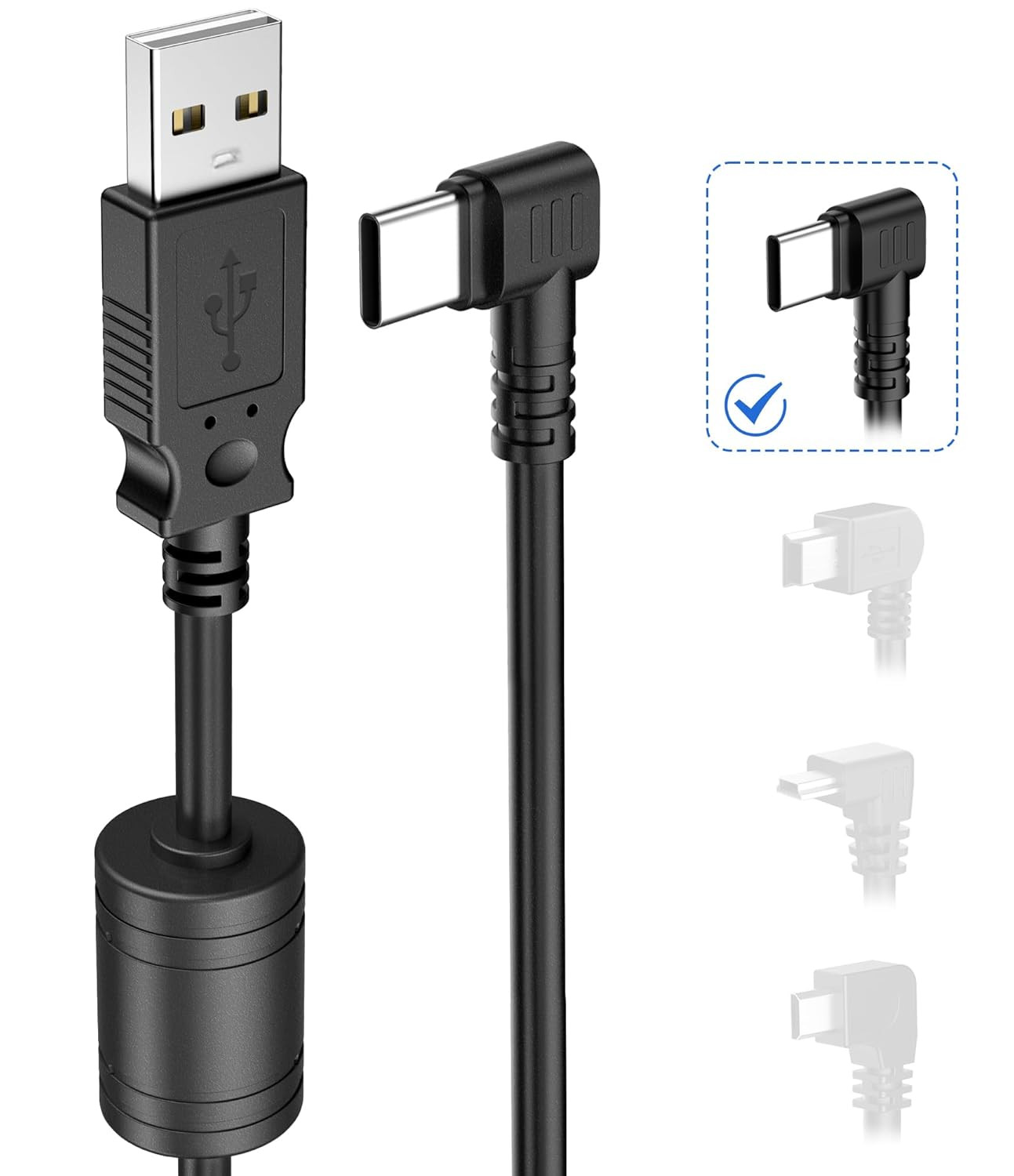Dash Cam Power Cord,(15Ft USB Type-C)Thicker Shielded USB C Dashcam Charger Cabl