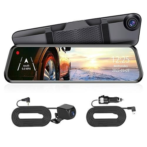 4K Car DVR 12in Dash Cam Camcorder with 170° Angle Lop Voice Control APP Control