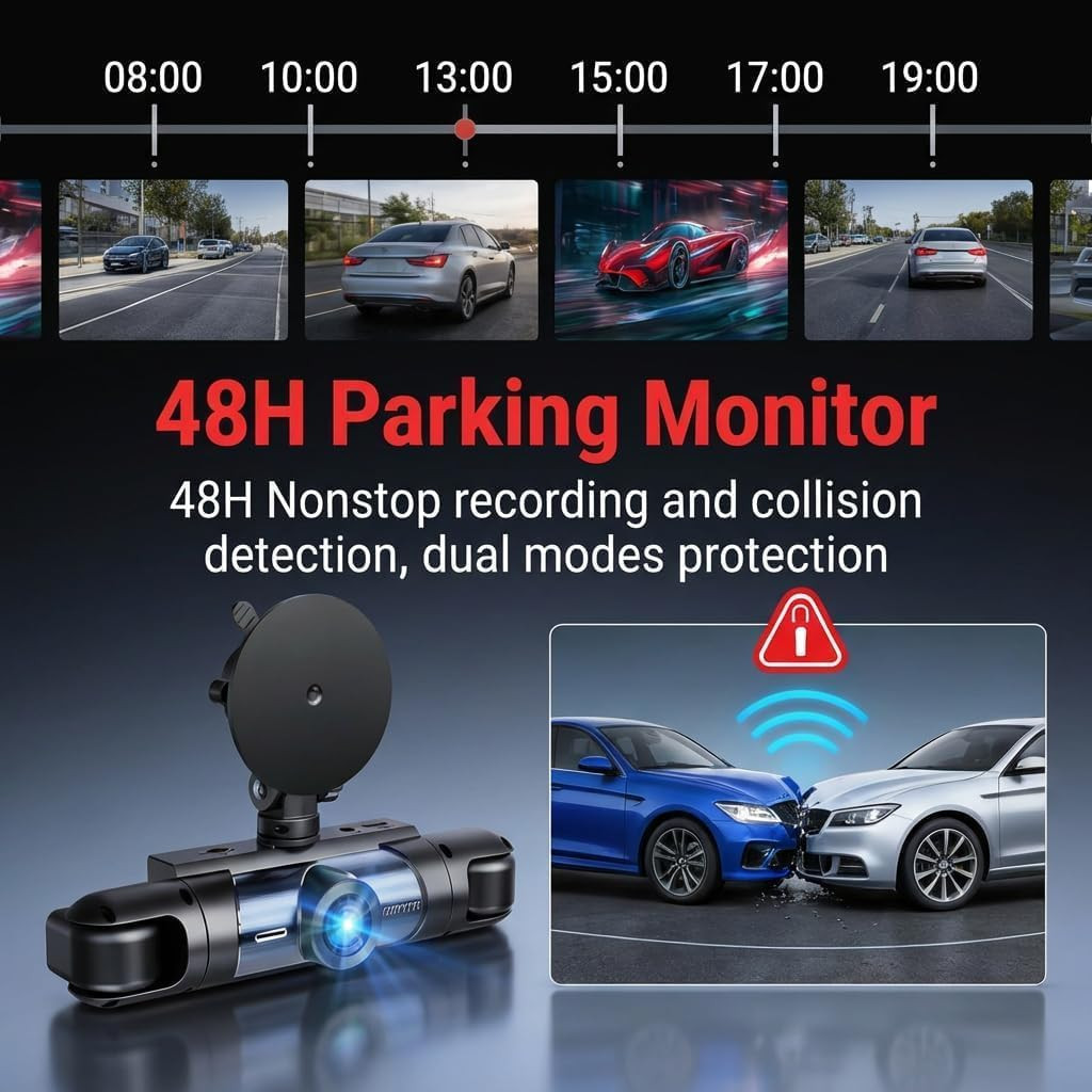 Dash Cam Front and Rear Inside,4 Channel,Ir Night Vision for Driver(Grey) | Loop