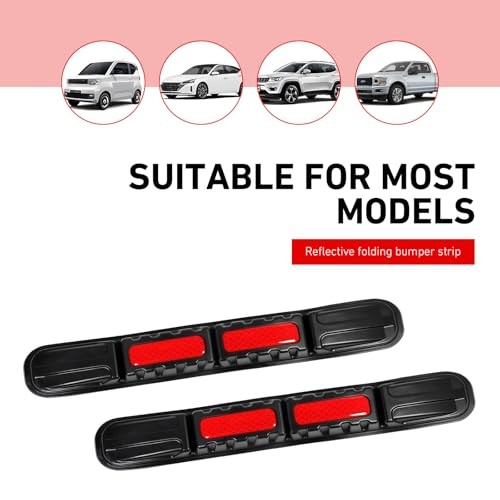 Car Bumper Guard Strips, Reflective Anti-collision Trim for Front & 2 PCS Red