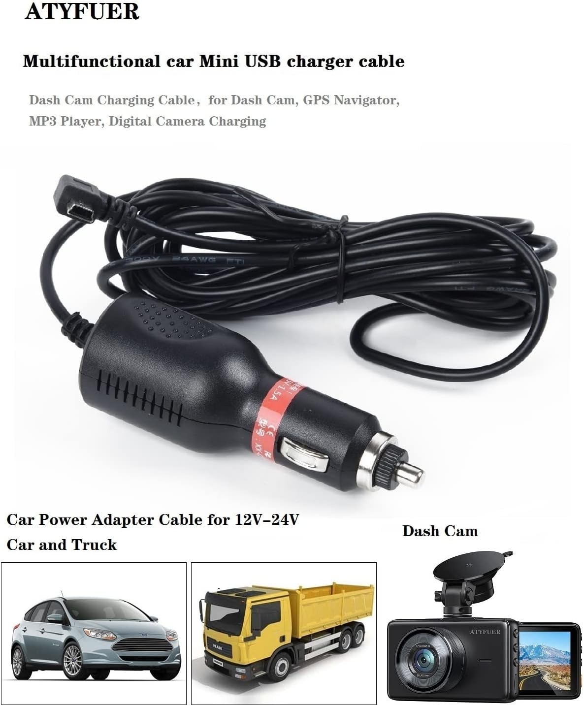 Dash Cam Power Cord – High Quality Multi-Function Cable