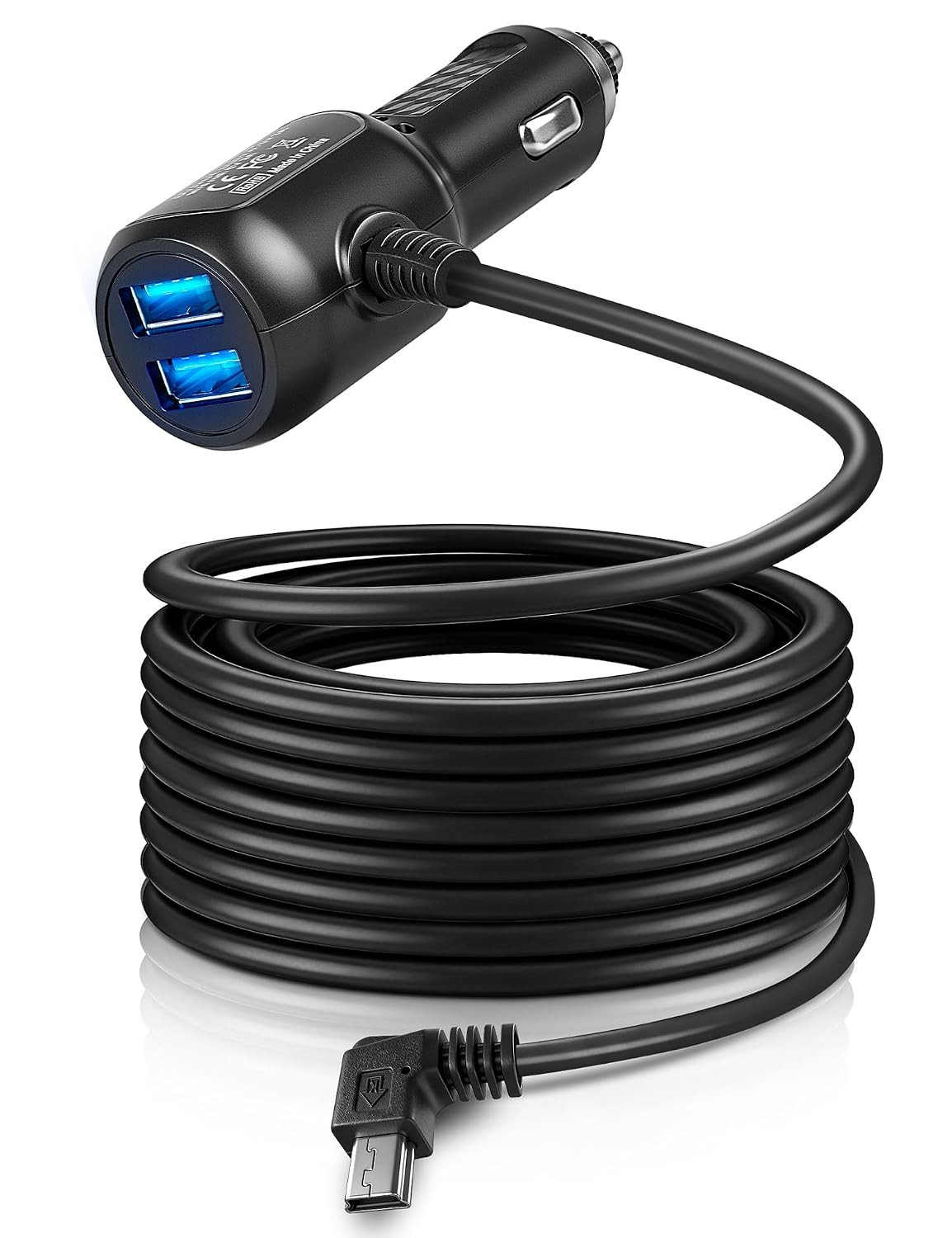 Mini USB Mini-B Dash Cam Power Cord Left Angle Charging Cable Dash Camera