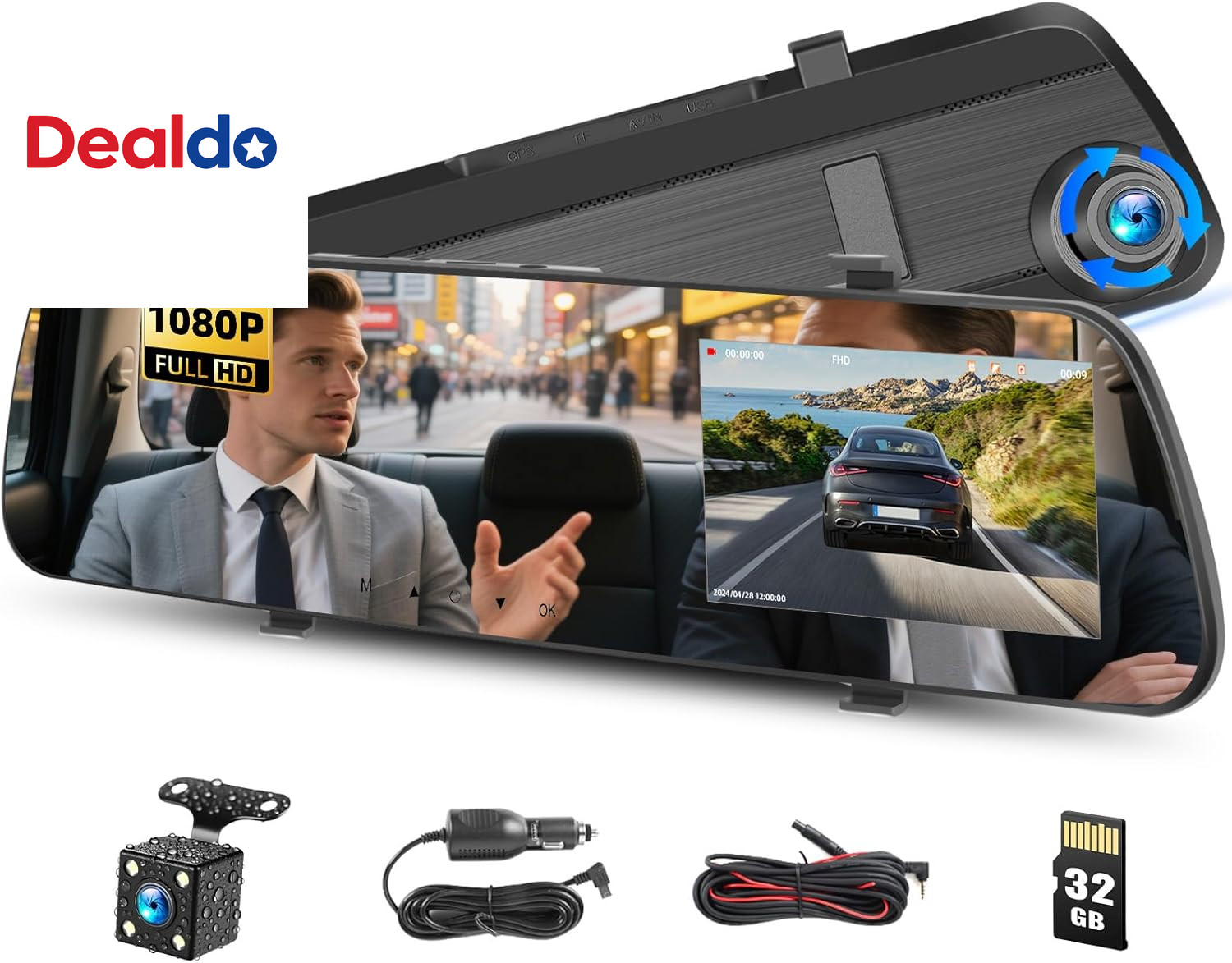 4 Inch Mirror Dash Cam,1080P Rear View Mirror Camera for Cars,Dual Dash Cameras