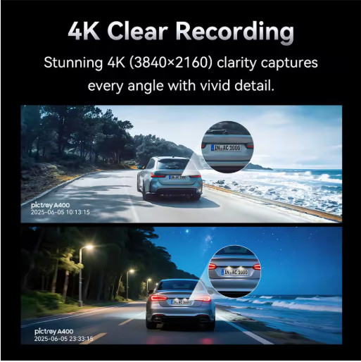 Pictrey A400 4K Dash Cam WiFi ADAS 1.9 IPS Screen Parking Night Vision DVR