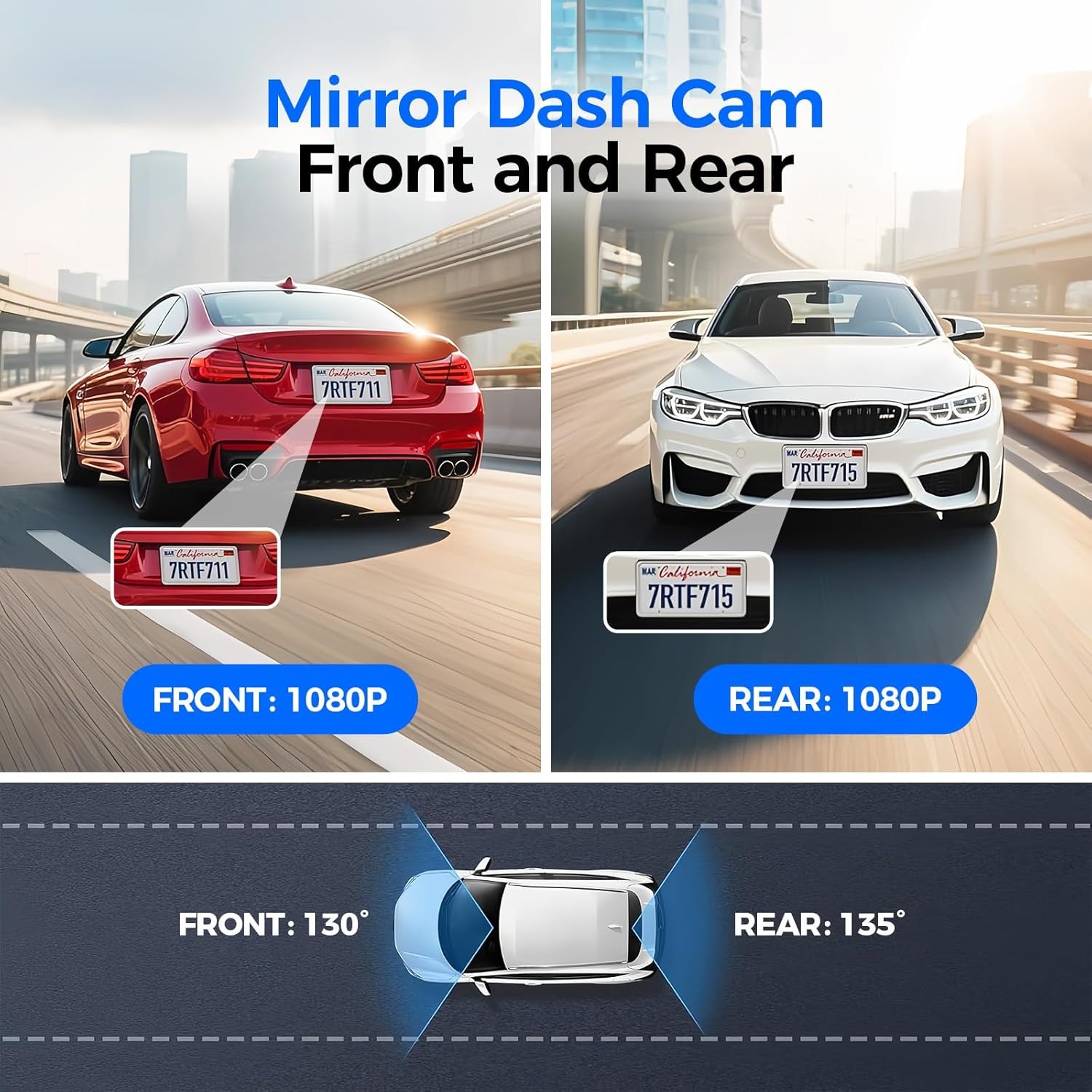 Espejo Retrovisor Con Camara De Seguridad 10″ Reversa y Frontal Para Coche Auto