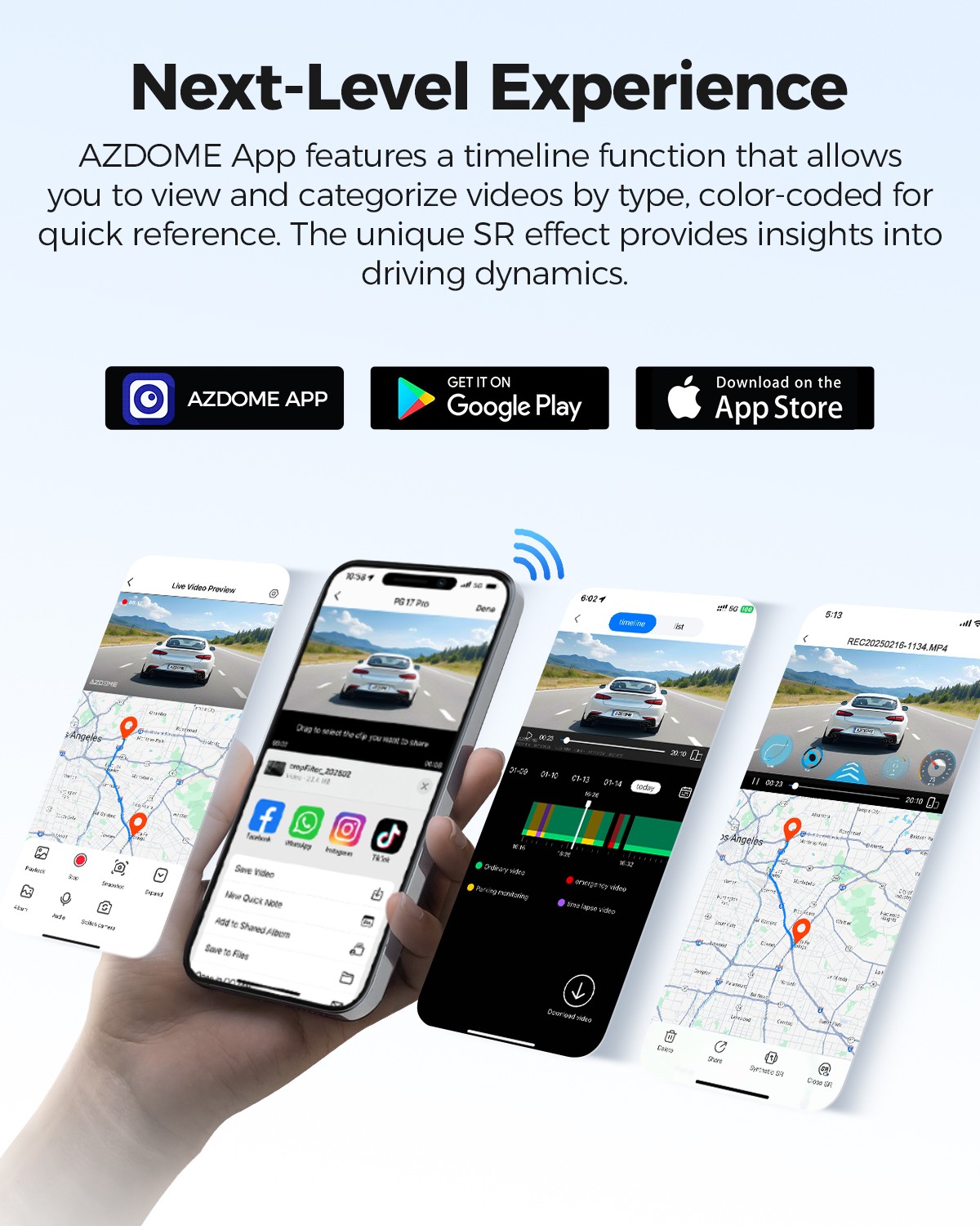 AZDOME Dual 4K+2.5K HDR Mirror Dash Cam IMX678 STARVIS 2 5.8G WiFi GPS 128GB TF