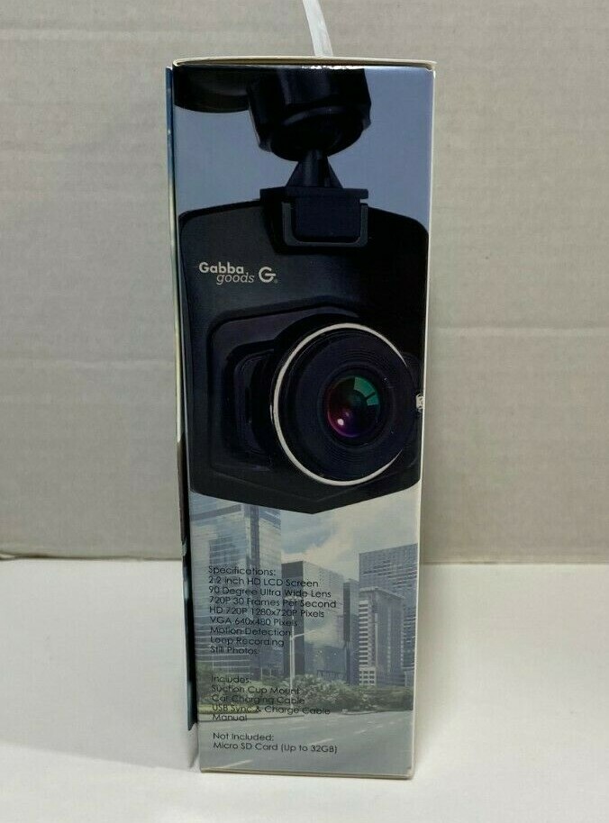Gabba Goods Dash Cam Witness 720P HD DVR Car Driving Recorder with 2.2 Inch LCD
