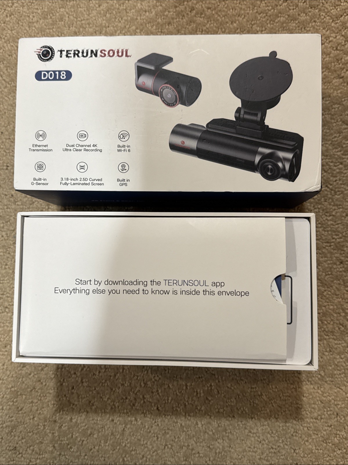 TERUNSOUL D018 4K Ultra HD 3 Channel Dash Cam Built-in WiFi GPS Open Box
