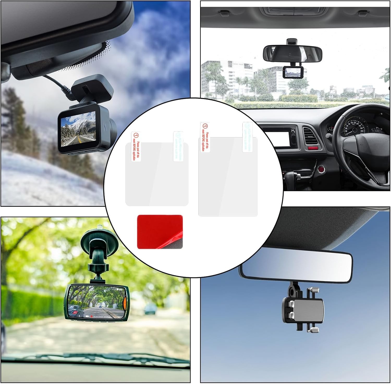 6 PCS Electrostatic Film Dash Cam Windshield Mount Adhesive Sticker Car