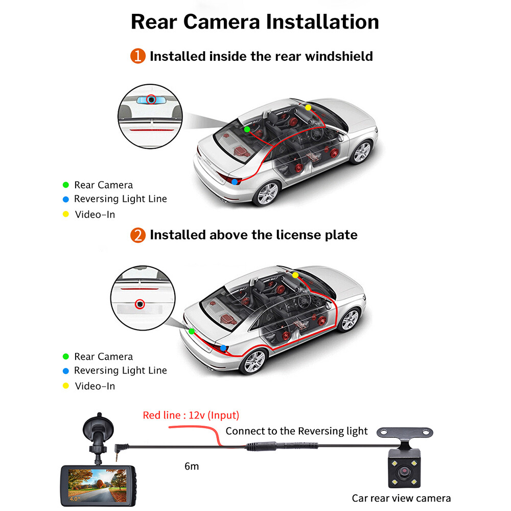 3inch Front/Rear/Inside Video Recorder Camera G-sensor HD 1080P Len Car Dash Cam
