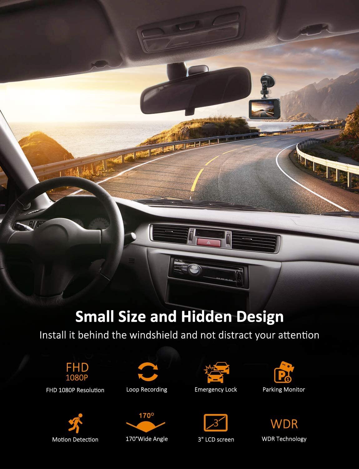 Camara De Seguridad Dash Cam Pro Personal 1080p Para Auto Coche Espia Record HD