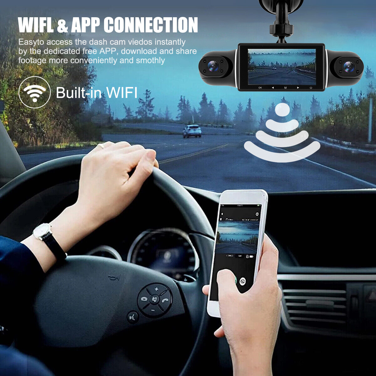 4 Channel WiFi Dash Cam 1080P Driving Recorder Car Front+Rear Camera G-Sensor US