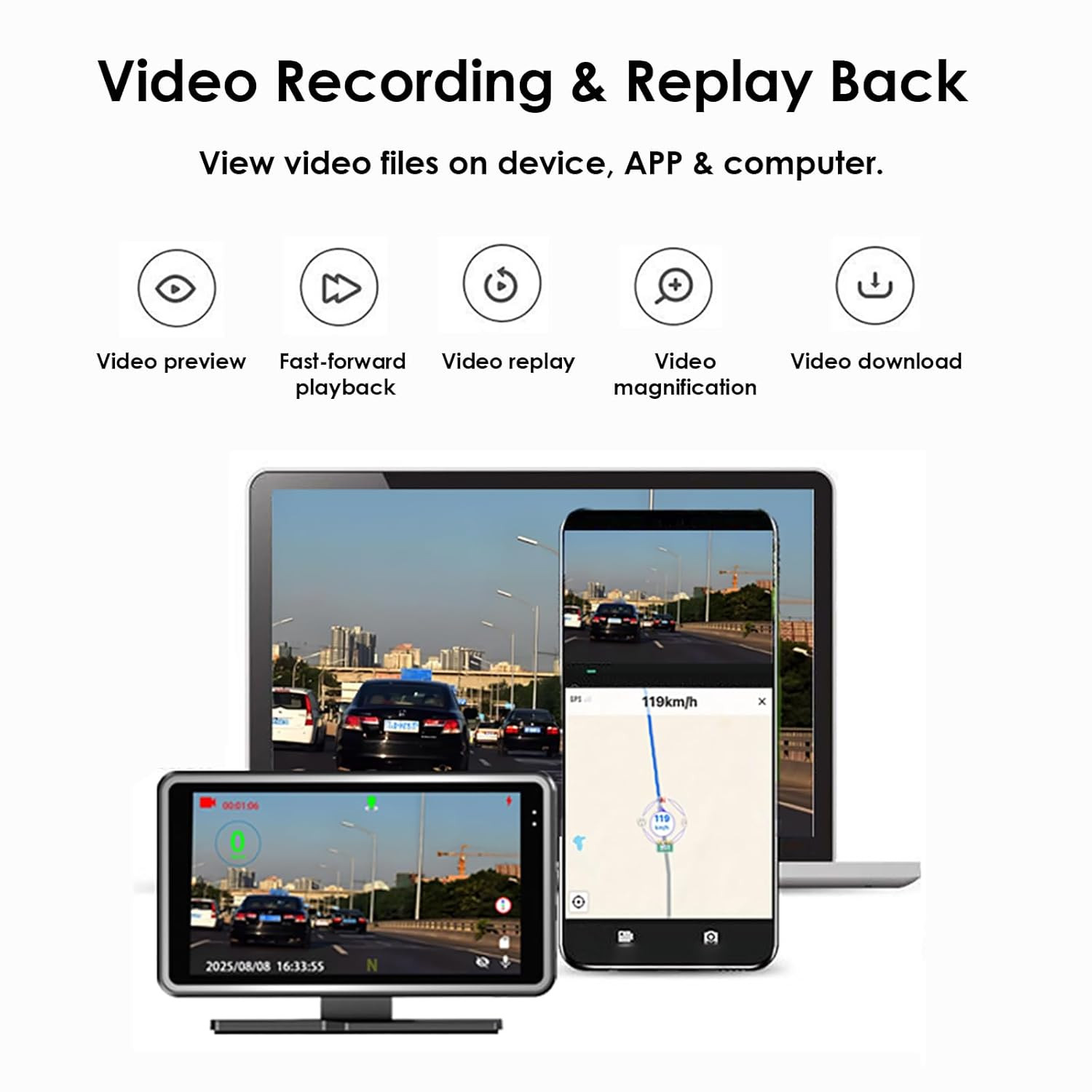 New Universal Car HUD DVR & Driving Speed Display 2 in 1, Digital Speedometer Co