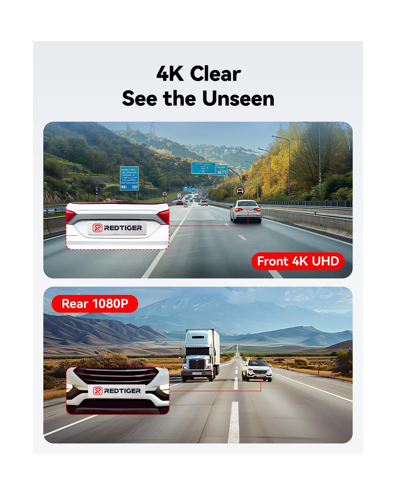 REDTIGER Dash Cam Front Rear, 4K/2.5K Full HD Dash Camera for Cars, Free 32GB…