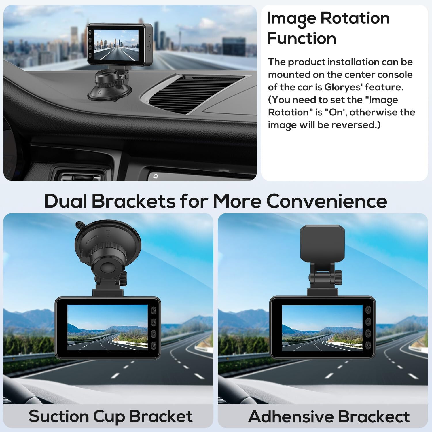 Gloryes Dual Front/Rear Dash Cam , 4K UHD, w/ 32GB SD Card, 3” IPS Screen, Etc.