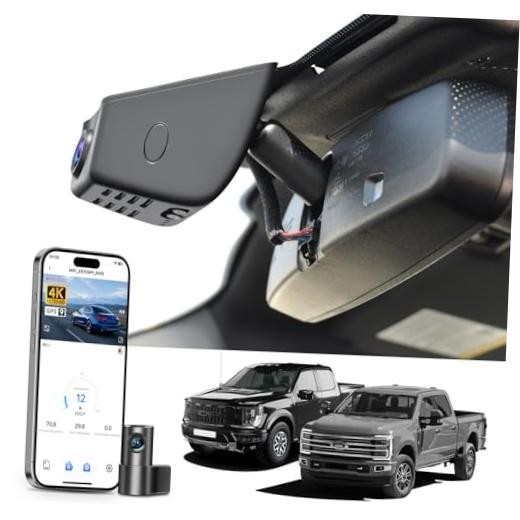 Front 4K Rear 1080P Dash Cam for F150 2018-2026 F250 Model A Front and Rear
