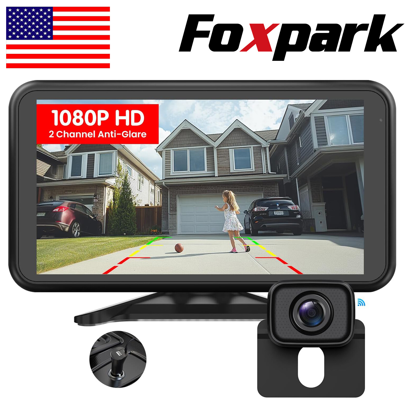 Foxpark W11 Wireless Car Backup Camera 4.8″ HD 1080P Monitor for Pickup Van SUV
