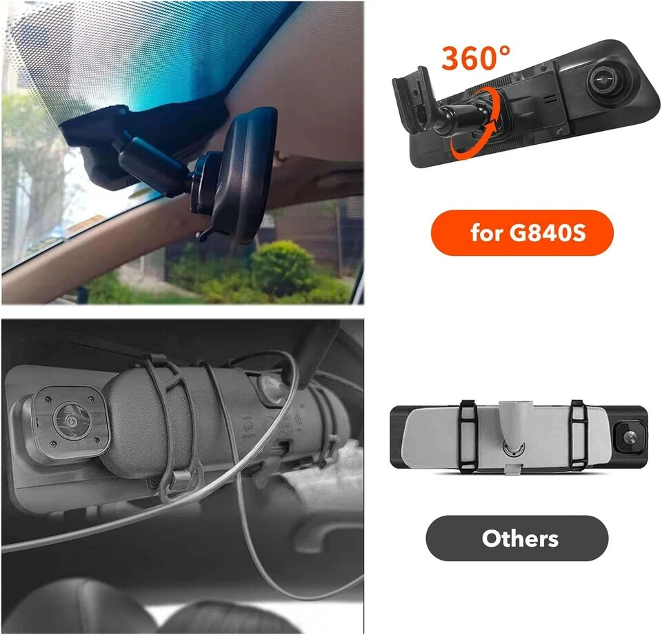 WOLFBOX G840S Mirror Dash Cam Rear View bracket Dash Camera Front and Rear
