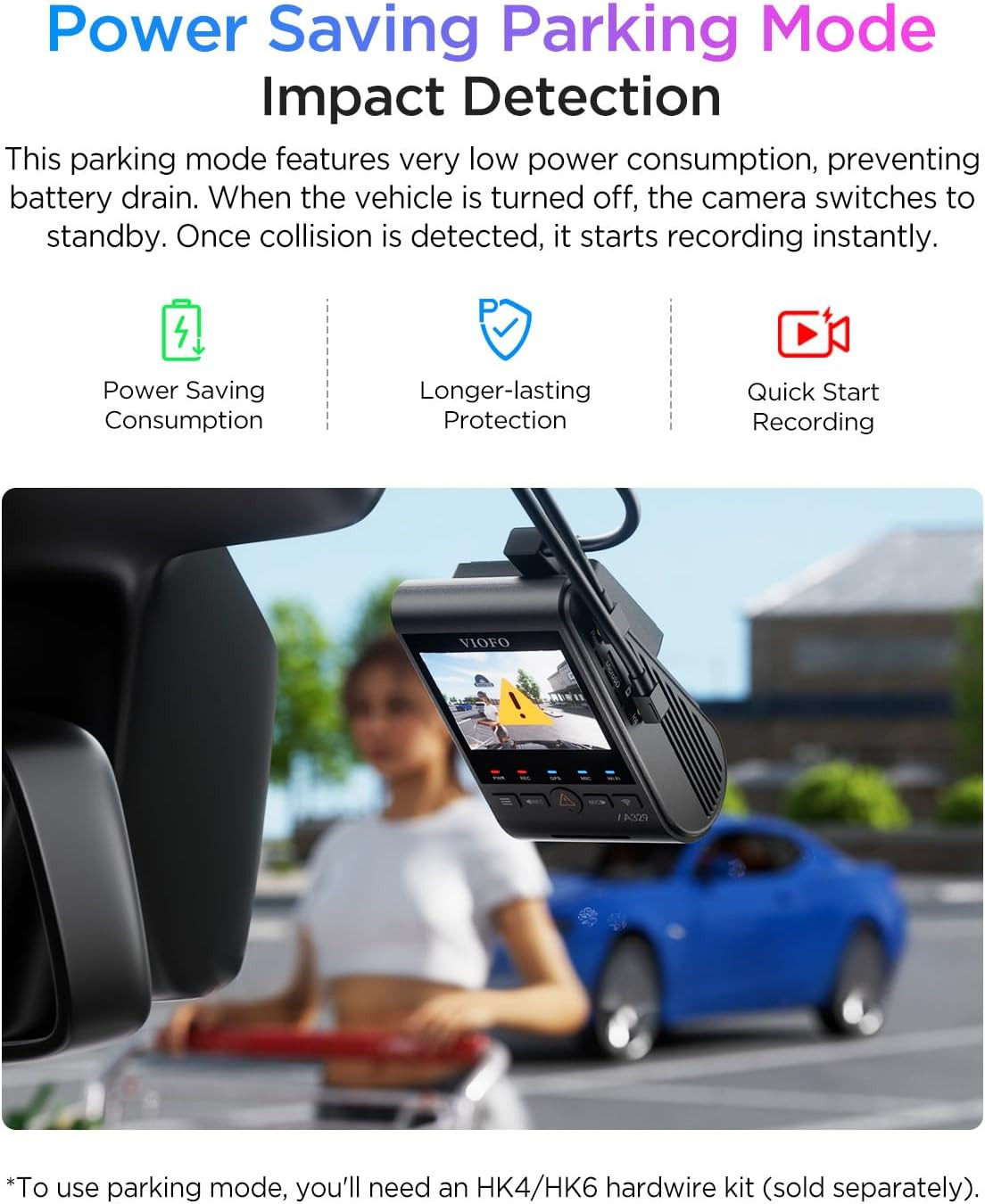 A329S 4K 60FPS Dash Cam Front and Rear, 4K+2K Dual Dash Camera for Cars, Power S