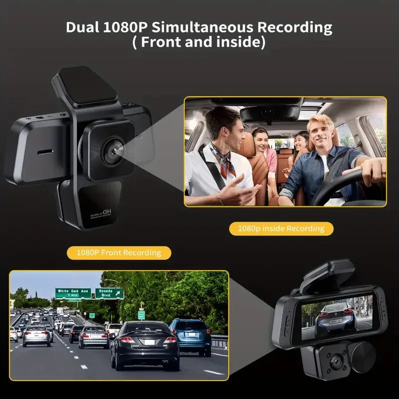 3 Channel Dash Cam Front Rear Inside Camera WiFi 1080P Car DVR Recorder