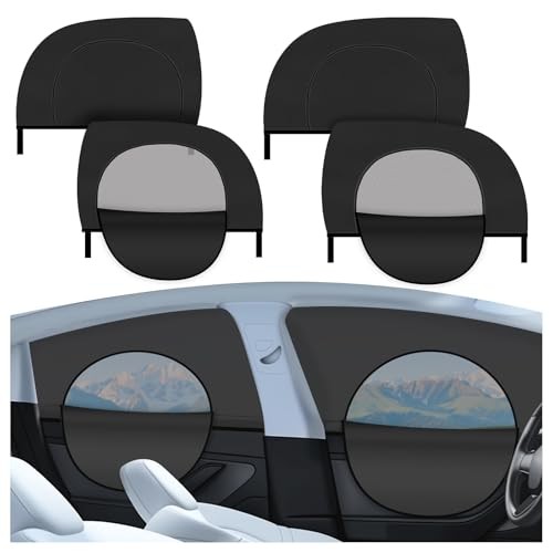 4PCS Front/Rear Car Window Shades with Zipper—Upgraded Car Shades for Side