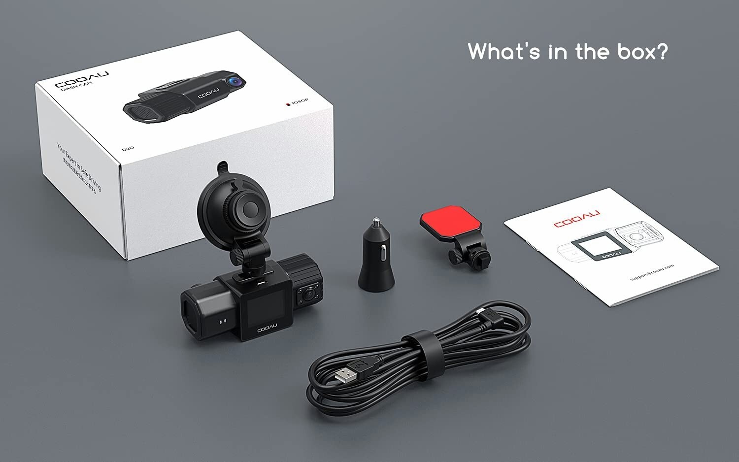 COOAU Front and Inside WiFi Dash Camera for Cars 1080P Built-in GPS Dash Cam