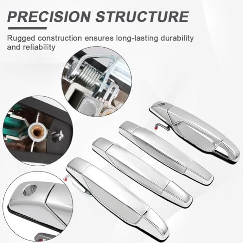 Front Rear Driver & Passenger Exterior Door Handles Compatible with Chrome