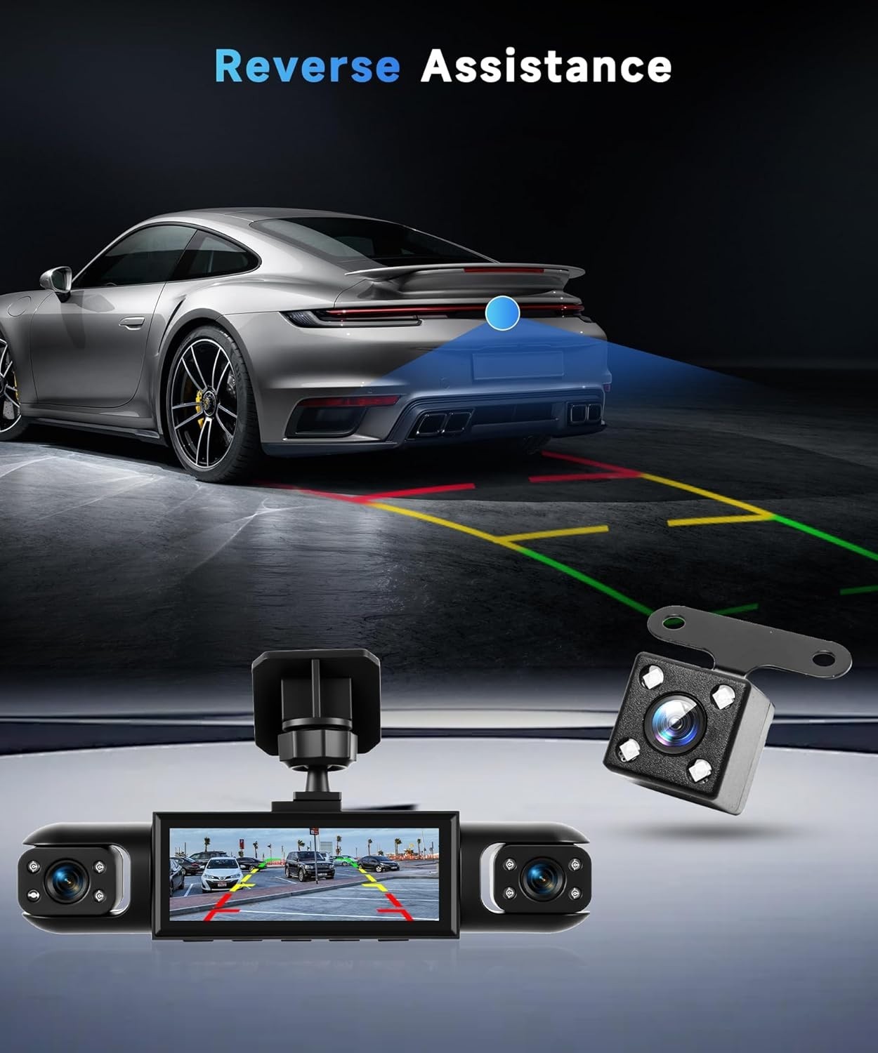 4 Channel 360° Dash Cam for Cars – Front, Rear, Left & Right | 3.16″ HD Display,