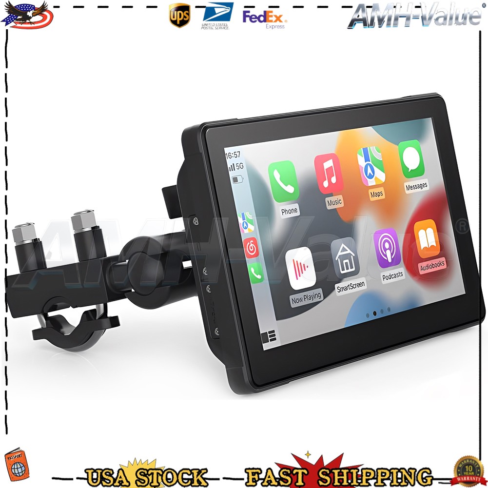 7″Motorcycle Head Unit IP67 Waterproof 1080P Lens w/Carplay Android/Touch Screen