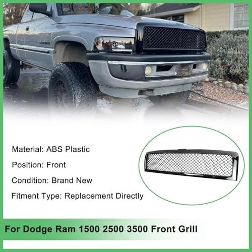 Grille Compatible For Dodge Ram 1500 2500 3500 Mesh Front Grille 1994 1995