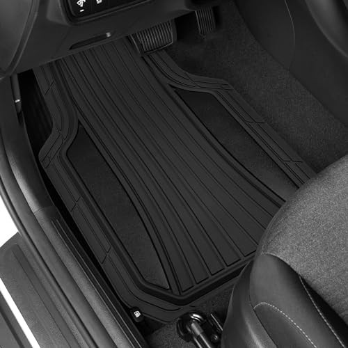 Rubber Car Floor Mats – Durable, All Weather Protection – Black & Gloss Black