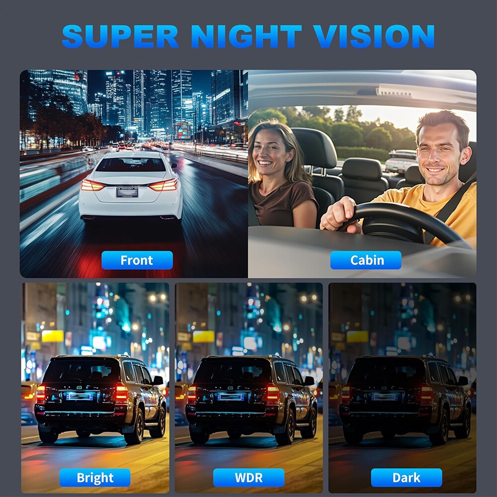 360° 1080P Dash Cam Front and Rear Inside Left Right 4 Channel WiFi Dash Camera