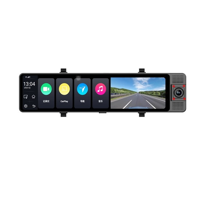 1080P Dash Cam Car DVR Rearview Mirror Parking Monitor For Carplay Android Auto
