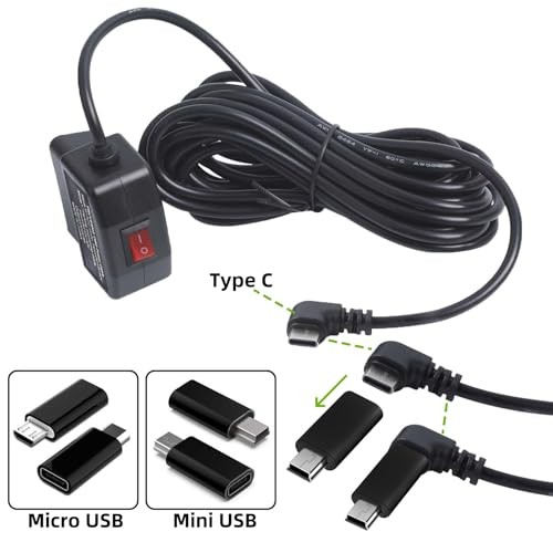 OBD Power Cable for Dash Camera – OBD to Type C – Hardwire – Red Button