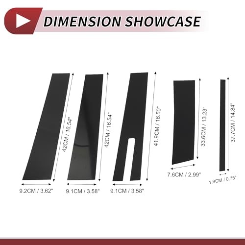 9 Pcs Door Pillar Window Trim for Lincoln MKT 2010-2015 Front Rear Left Black