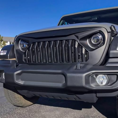 Front Vader Grille Compatible with 2018-2025 Jeep Wrangler JL & Matte Black