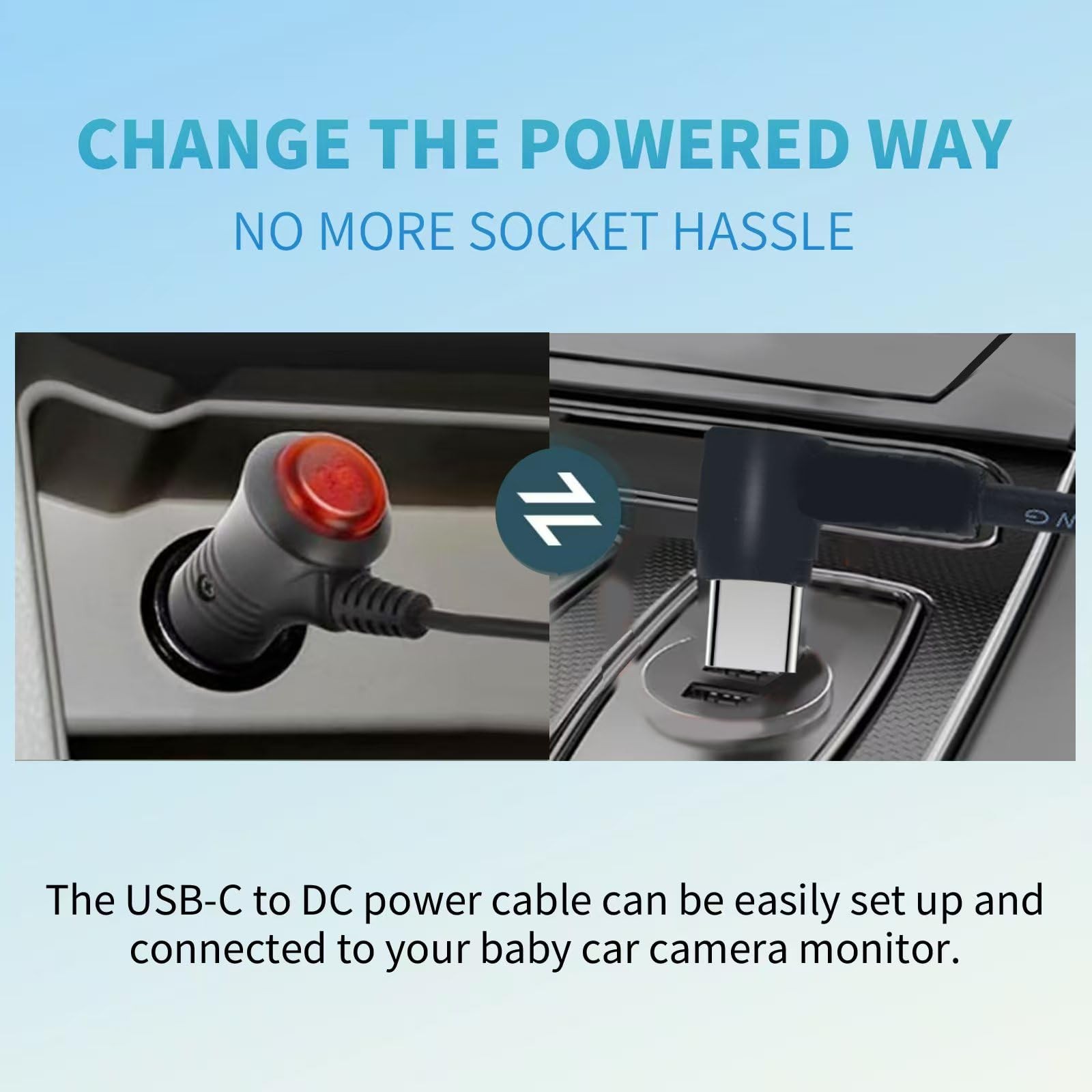 SYGGDERS Baby Stroller Camera USB-C Power Adapter, DC5521 to USB-C12V Power A…