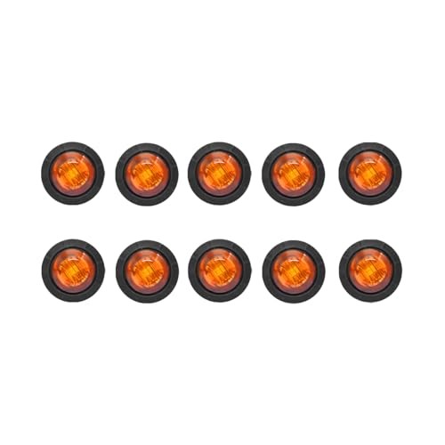 10PCS Car 3/4″ Round LED Clearance Light, Vehicle Front Rear Side Marker Yellow