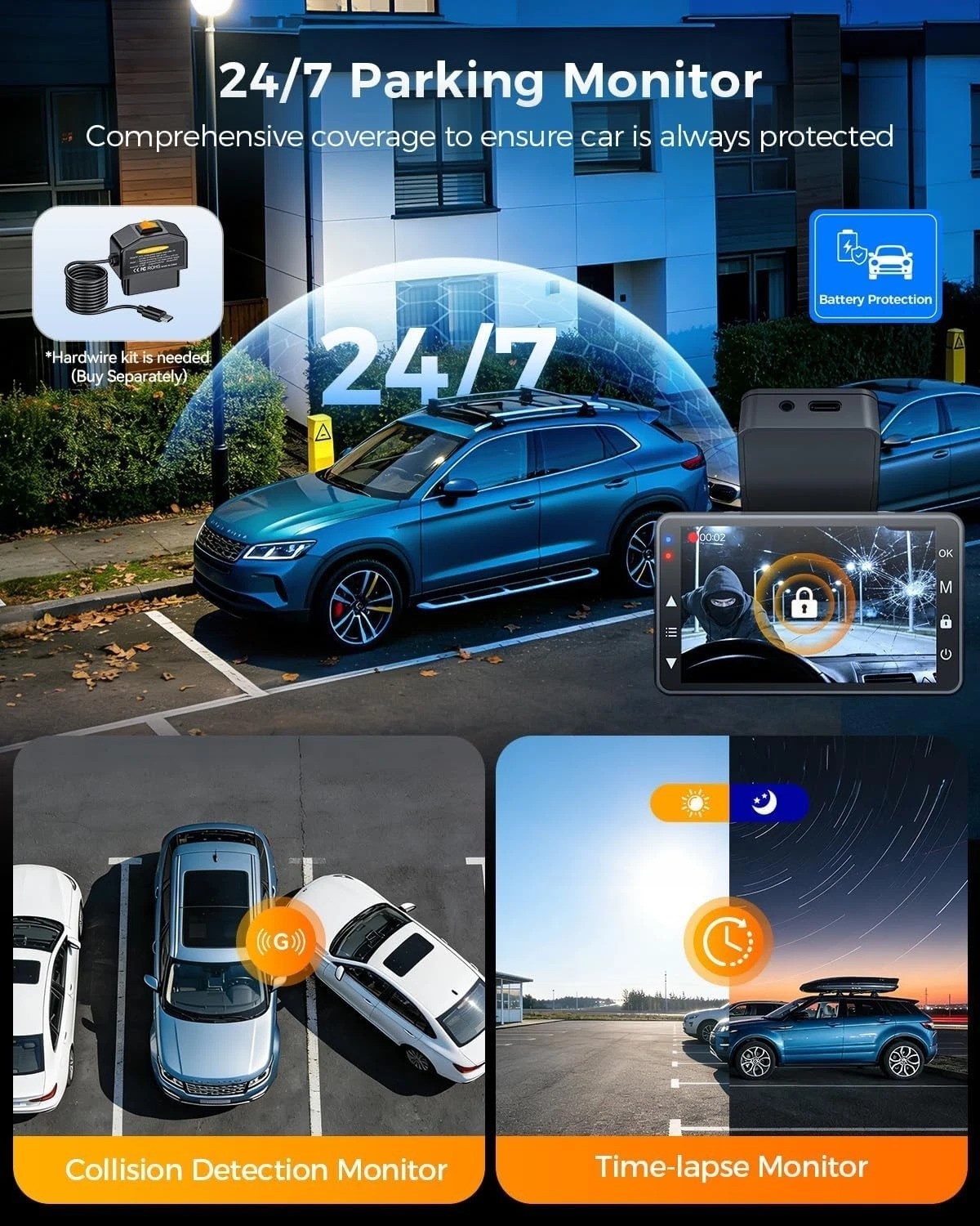 4K+4K Dash Cam Front and Rear, STARVIS SensorsFree 64GB Card,Support 256GB Ma…