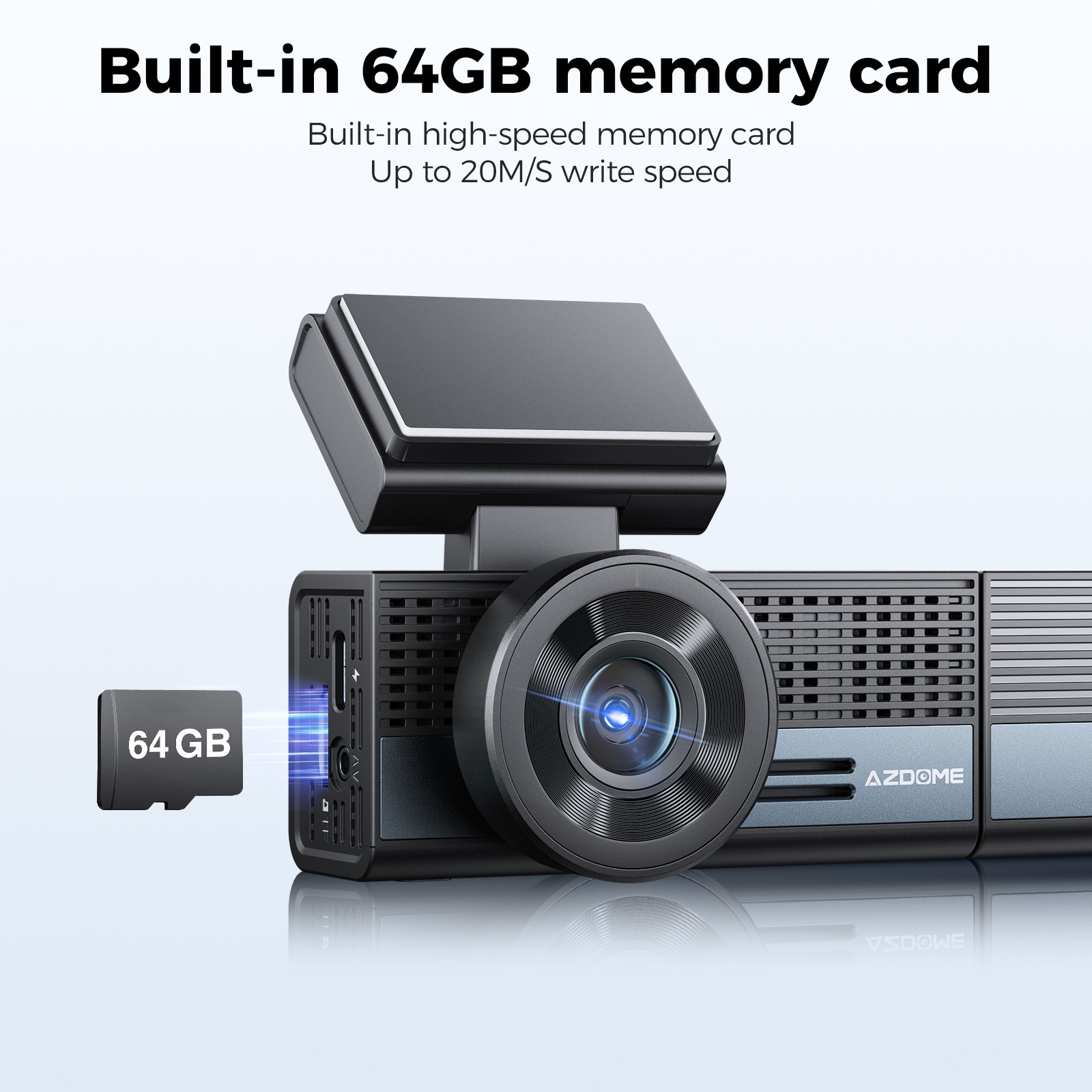AZDOME 4K Dash Cam Front&Cabin&Rear WiFi Parking Mode Voice Control 64GB SD Card
