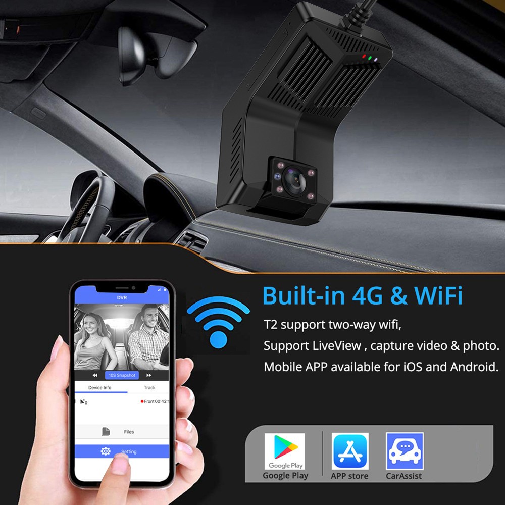 4G Hidden Dash Cam HD 1080P Dual Lens Android Car DVR Built In WIFI With GPS SOS