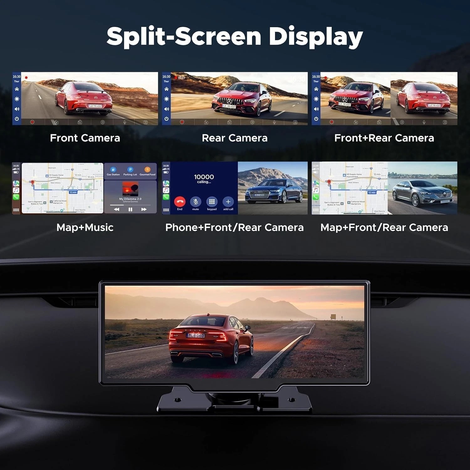 Portable Carplay Receiver – 2.5K Dash Cam, GPS Navigation, Bluetooth Audio