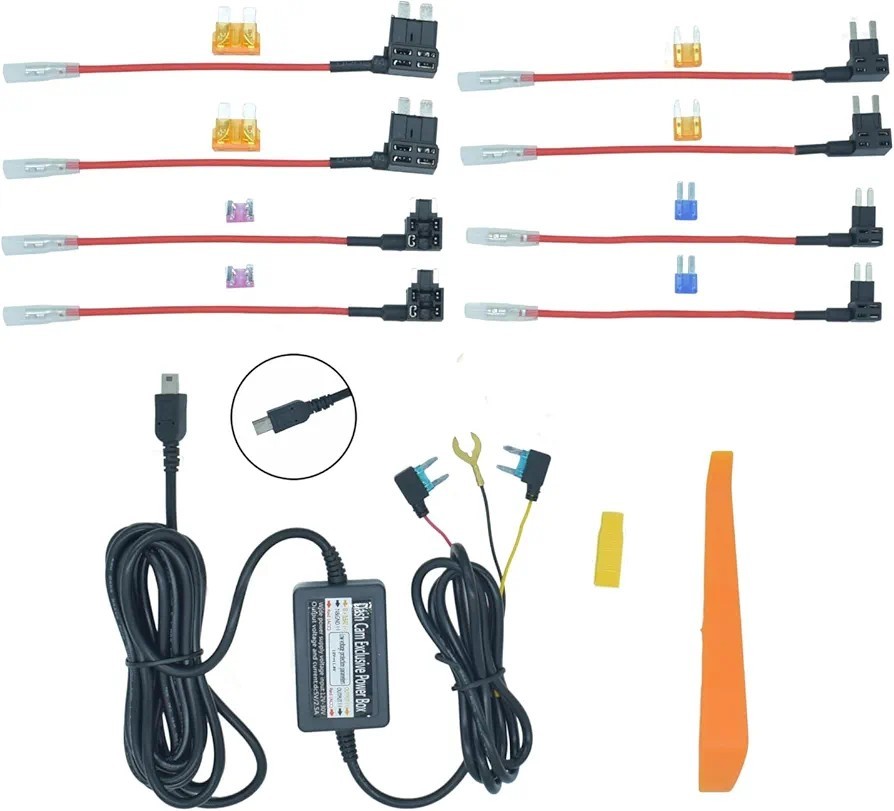 Dash Cam Hardwire Kit, 24-Hour Surveillance Power Box, 12V-24V to 5V, Black,…