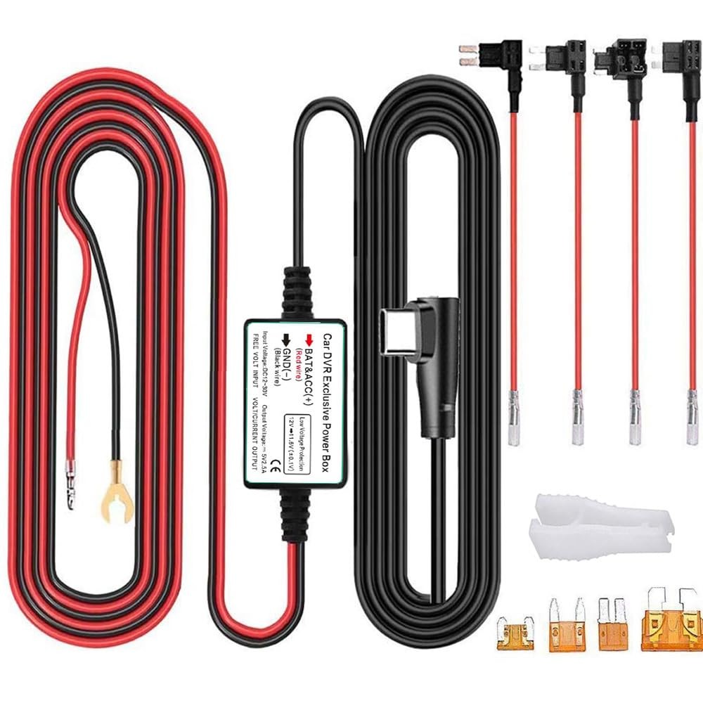 Dash Cam Hardwire Kit, Type C USB Hard Wire Kit 12V-24V to 5V Hardwire Kit with