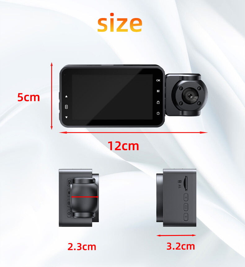 Car Dash Cam 3 Channel Front Interior Rear Camera Night Vision Parking Monitor