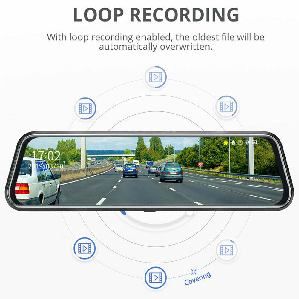 9.66″ Lens Car DVR Dash Cam Video Camera Recorder Rearview Mirror