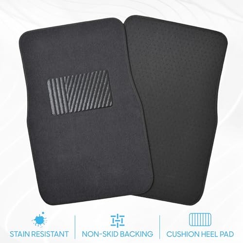 Classic Carpet Floor Mats for Car & Auto – Universal Fit -Front Charcoal Gray