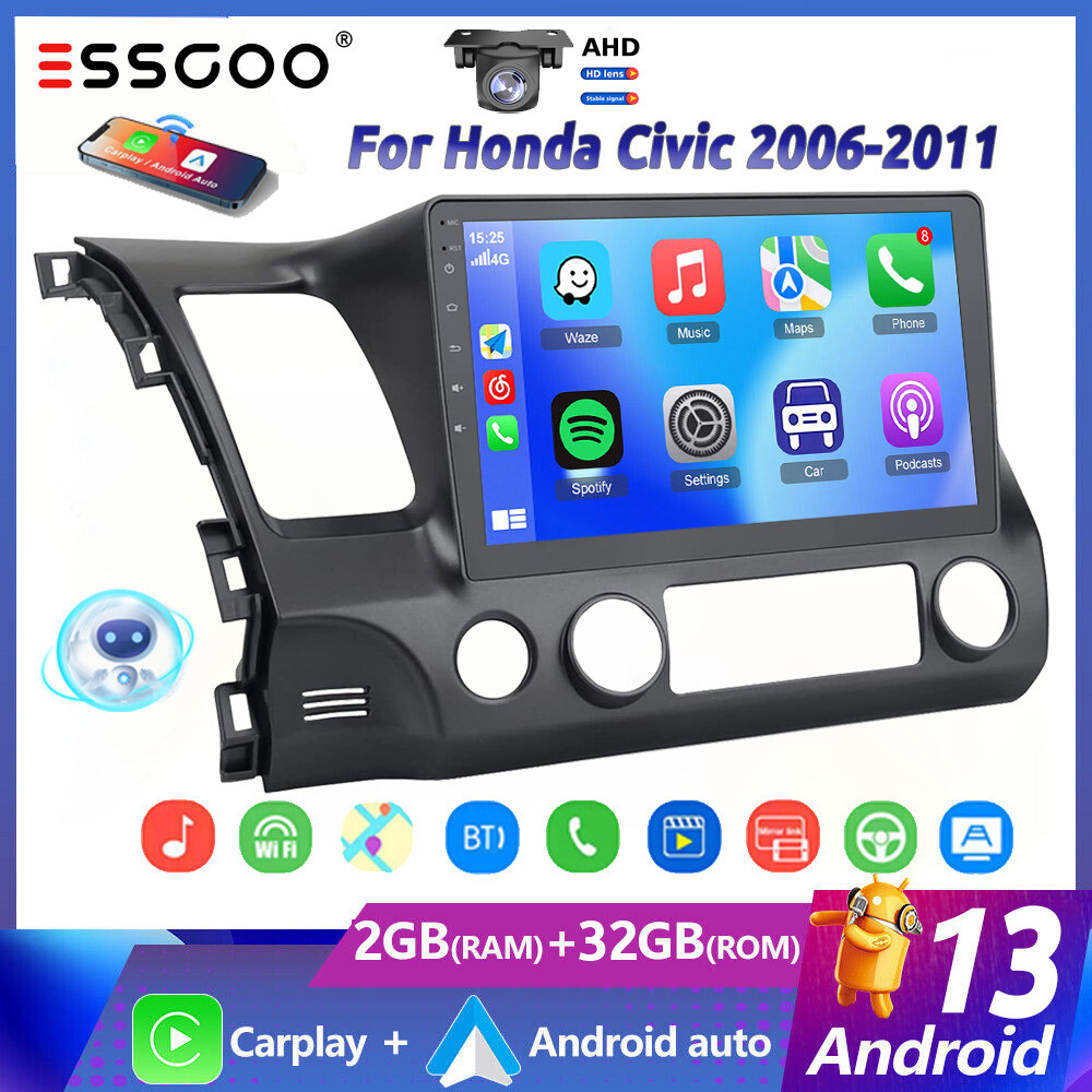 Android 13 Car Stereo Carplay Radio GPS For Honda Civic 2006-2011 2+32G WiFi AHD
